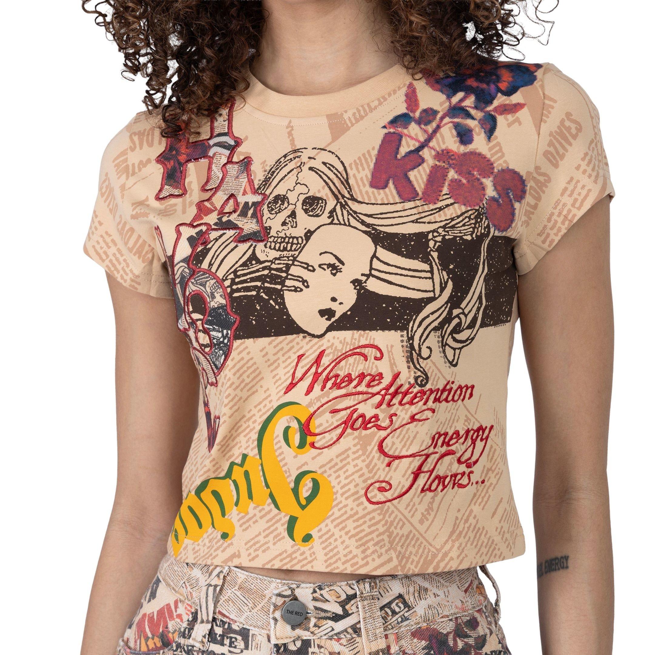 Smoke Rise Women's Printed Baby Tee - MULTI-COLOR